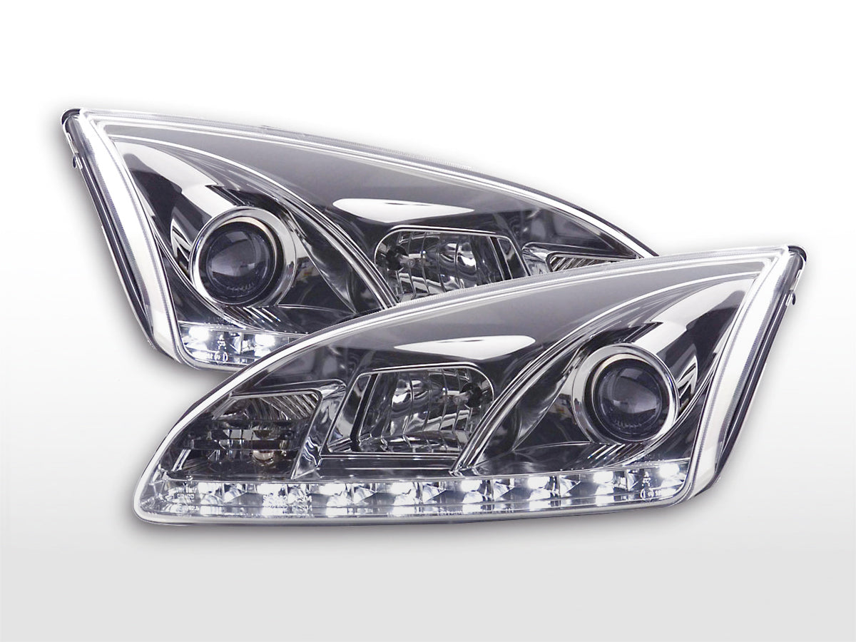 Scheinwerfer Set Daylight LED Tagfahrlicht Ford Focus 2 C307 chrom Scheinwerfer Set Daylight LED Tagfahrlicht Ford Focus 2 C307 chrom